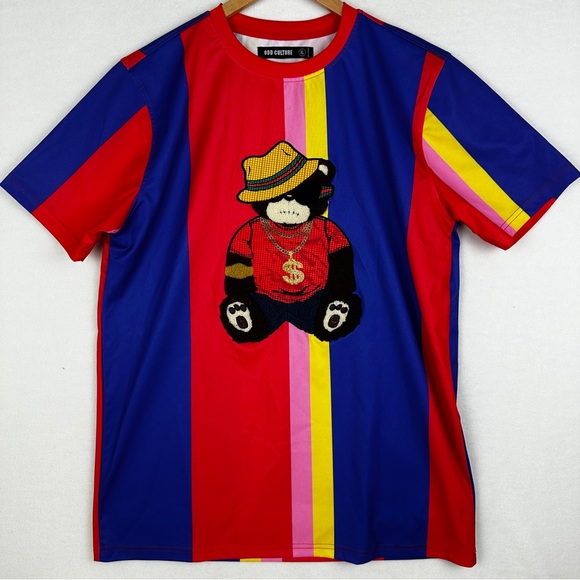 Odd Culture Cool Bear Tee Shirt Men's Size XL Multicolor Color block Y2K Retro - Picture 2 of 16